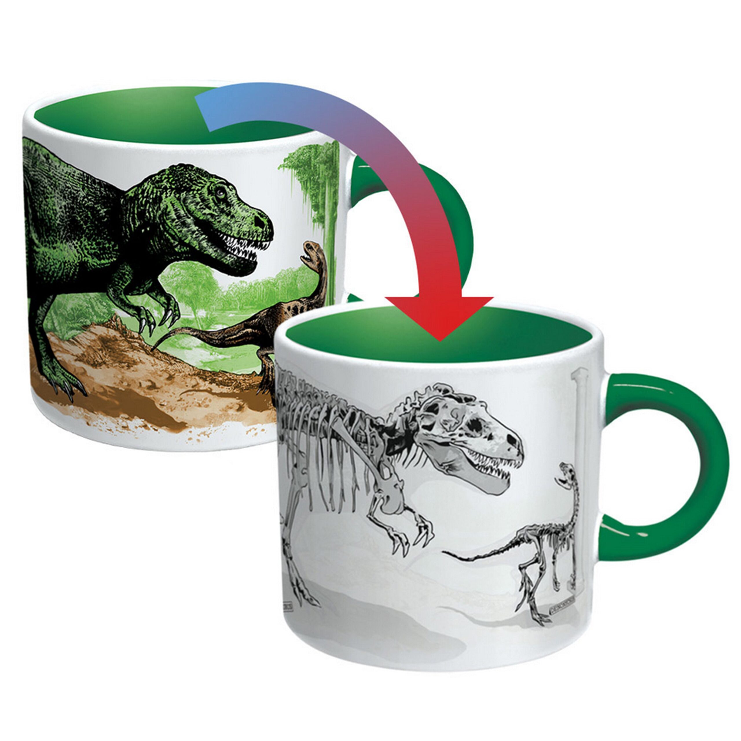 Dinosaurier-Tasse mit Thermoeffekt: Die Kaffeepause legt Knochen frei